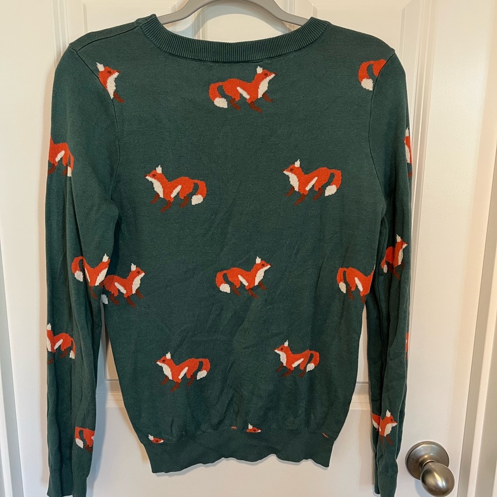 Green Fox Pattern Sweater - image 2